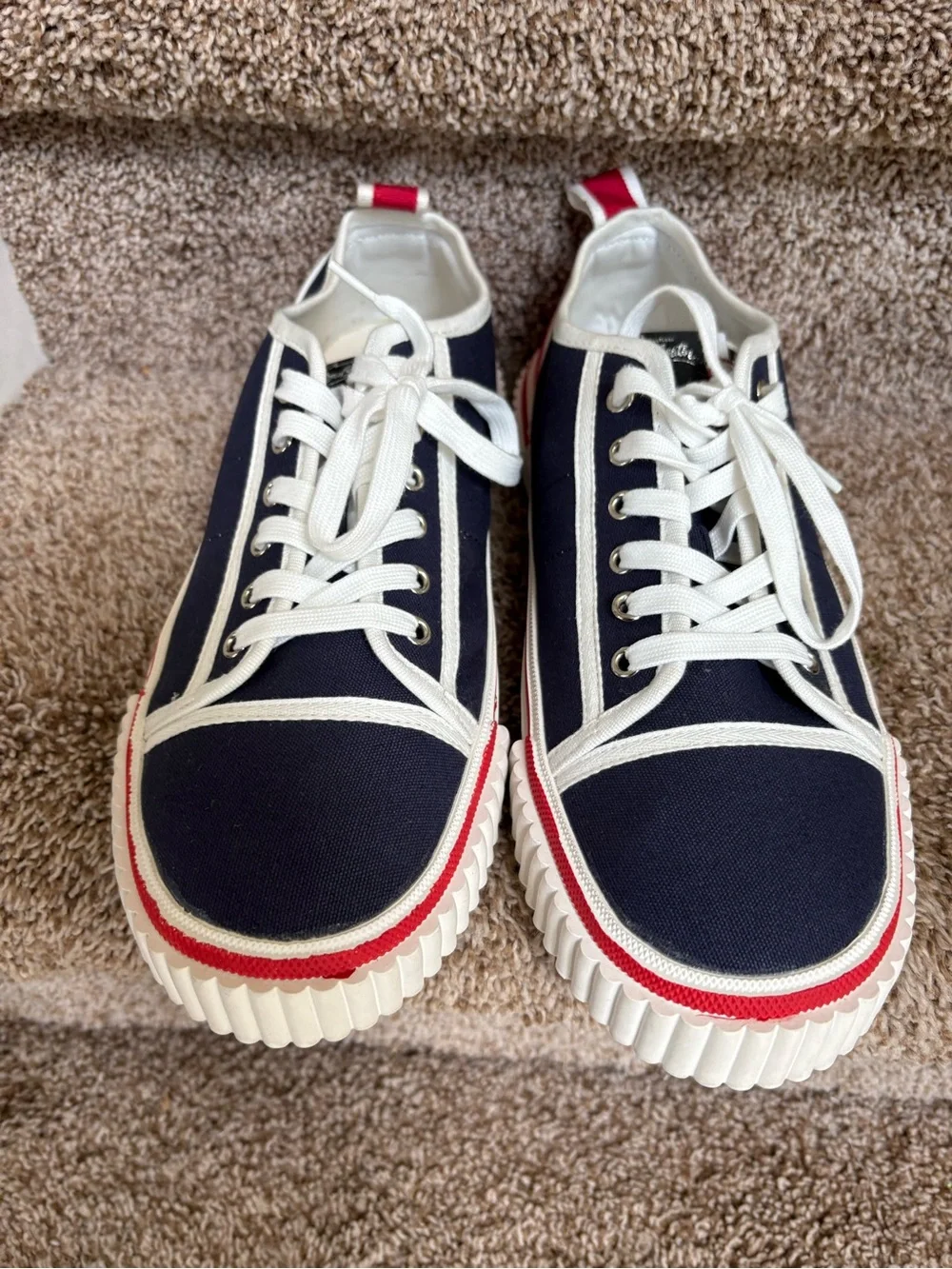 Christian Louboutin Gaby Men’s Navy and Red Canvas Lace up Sneakers